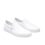 Zapatillas Vans Classic Slip-On blancas, sin cordones, con elástico en los laterales y suela de goma.