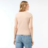 Camiseta de manga corta y cuello redondo confeccionada en tejido de canalé, modelo FCU46 en color beige.