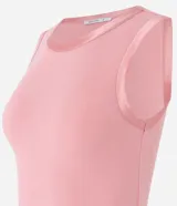 Blusa sin mangas de Cortelle, color negro, de corte ajustado y diseño liso, con detalle de ribete satinado en el cuello y las sisas.