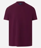 Remera azul marino de algodón, con cuello redondo y mangas cortas.