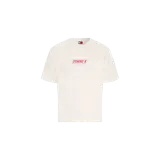 Remera Tommy Jeans de color blanco, manga corta y cuello redondo, con pequeño logo estampado en el centro del pecho.