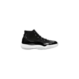 Championes Nike Air Jordan 11 Retro Jubilee, color negro con detalles plateados y suela translúcida blanca, de diseño icónico con guardabarros de charol.