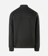 Campera bomber Marfinno para hombre, de color verde oscuro, confeccionada en tejido polyvelour de poliéster con textura aterciopelada. Presenta cuello, puños y dobladillo en ribana elástica, cierre frontal oculto y bolsillos laterales ribeteados.