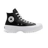 Championes Converse Chuck Taylor All Star Lugged Leather 2.0 Hi, color negro con detalles en blanco. Zapatillas de caña alta con suela track y capellada de cuero.