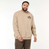 Buzo de cuello redondo en color beige, confeccionado en felpa ligera. Presenta un estampado gráfico en el pecho con la inscripción 'East Kensington Philadelphia' y puños y ruedo acanalados.