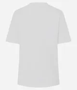 Blusa Marfinno de algodón blanco con cuello redondo, manga corta y bordado floral grande localizado en el hombro y pecho.