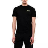 Remera Emporio Armani EA7 de manga corta y cuello redondo, color beige, con pequeño logotipo impreso en el pecho.