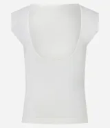 Blusa sin mangas color verde lima, de cuello redondo y corte ajustado.