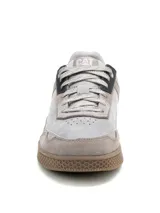 Championes Cat modelo Pause, de diseño retro y minimalista en tonos grises. Confeccionados en una combinación de gamuza y lona, cuentan con suela de goma texturizada y cierre mediante cordones.