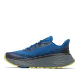 Championes de trail running Columbia Konos Trillium Atr Techlite, color azul con suela gris y detalles en amarillo. Incorpora tecnologías Omni-MAX, Techlite+ y Adapt Trax para mayor amortiguación, estabilidad y tracción en terrenos difíciles.