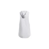 Musculosa deportiva gris con capucha y cordones ajustables. Presenta un diseño sin mangas con sisas amplias, bolsillo canguro frontal y estampado gráfico vertical de tres cabezas de toro. Confeccionada en tejido de mezcla de algodón.