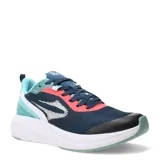 Championes de running Topper modelo Stance 3, con capellada de malla técnica en color azul marino, detalles en celeste y coral, y entresuela blanca de alta amortiguación.