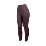 Calza deportiva de tiro alto color morado oscuro, con bolsillos laterales y diseño ajustado.