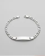 Pulsera de plata 925 con eslabones tipo figaro y placa central lisa apta para grabar.