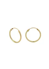 Par de aros tipo argolla lisos de 12mm de diámetro y 1mm de grosor, fabricados en oro 9 quilates.