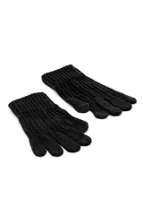 Guantes de punto acanalado de color negro.