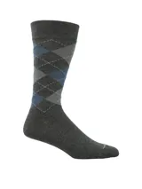 Medias de largo medio con diseño de rombos en tonos gris y azul, con puño suave.