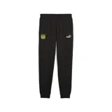 Pantalón de jogging Puma del Club Atlético Peñarol, color negro con cintura elástica y cordón ajustable. Presenta el escudo del club bordado en amarillo y el logo de Puma estampado en blanco.