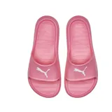 Ojotas Puma modelo Divecat V2, color rosado, con diseño de banda ancha y logo de la marca en blanco.