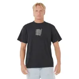 Remera de manga corta Rip Curl, color negro, con estampado gráfico pequeño en el centro del pecho.