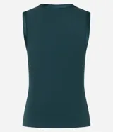 Blusa sin mangas de Cortelle, color negro, de corte ajustado y diseño liso, con detalle de ribete satinado en el cuello y las sisas.