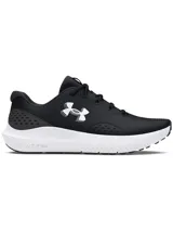 Championes de running Under Armour Charged Surge 4, color negro con logo blanco y suela blanca.