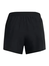 Short deportivo Under Armour de tejido ligero y transpirable, con cintura elástica de tiro medio y cordón interno. Cuenta con paneles de malla para ventilación, braguita interior integrada y bolsillo lateral con cierre invisible.