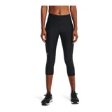 Calza capri deportiva Under Armour negra con logo blanco en la pierna izquierda.