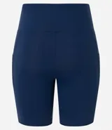 Bermuda deportiva de tiro alto con cintura ancha, confeccionada en tejido de poliamida y elastano. Diseño liso y ajustado, ideal para actividades físicas.