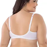 Soutien color beige de algodón con copas y aros, tirantes finos ajustables y detalle de la marca "Del Rio" en dorado en el lateral.