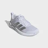 Championes Adidas Dropset Control color lila con las tres tiras características en plateado, diseñados para entrenamiento y levantamiento de pesas.