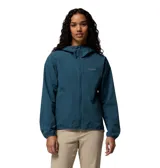 Campera cortaviento Columbia Trailborne Jacket con tecnología Omni-Shield color azul, con capucha ajustable, cierre frontal y bolsillos laterales con cierre.