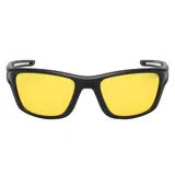 Lentes de sol unisex modelo Aruba, con marco negro de plástico reciclado y lentes polarizados amarillos con filtro UV 400.