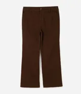 Pantalón de corte recto y tiro medio, confeccionado en sarga acanalada con bolsillos diagonales y cierre frontal.