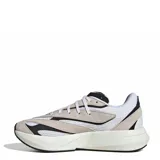 Championes deportivos Adidas modelo Lightblaze, con diseño de malla blanca y superposiciones en gamuza gris y detalles en negro. Presentan suela gruesa con tecnología Lightstrike y cierre de cordones.