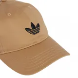 Gorra de béisbol Adidas color beige con logo del trifolio bordado en negro.