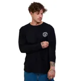 Remera de manga larga Volcom color negro, con cuello redondo y logo circular de la marca estampado en el pecho.