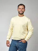 Buzo gris oscuro de algodón con cuello redondo y mangas largas.