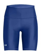Calza corta tipo biker de Under Armour, confeccionada en tejido HeatGear ultraligero y elástico. Presenta cintura de talle alto con bolsillo integrado y logo de la marca en el lateral.