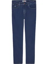 Pantalón de jean azul de corte recto con tiro medio.