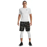 Remera deportiva de compresión Under Armour Heatgear Armour, color blanco, de manga corta y cuello redondo con logo de la marca impreso en el pecho.