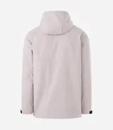 Campera deportiva Get Over de tejido técnico resistente al agua, color bordó. Presenta capucha ajustable con cordones, cierre frontal con cremallera, bolsillos laterales y un bolsillo adicional en el pecho, todos con cierre.