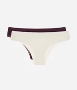 Kit de dos bombachas bikini de poliamida seamless, con textura en relieve y acabado sin costuras. Incluye una prenda en color crudo y otra en color bordó.