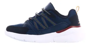 Championes Topper modelo Chalpa M para hombre, de color azul marino con detalles en negro, beige y rojo, suela blanca y cordones bicolor.