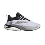 Championes Adidas Alphaboost V2 blancos con detalles en negro y gris. Capellada de malla, mediasuela Boost y amortiguación Adiprene+.
