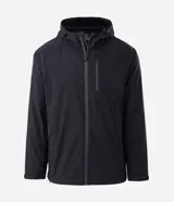 Campera deportiva Get Over de tejido técnico resistente al agua, color bordó. Presenta capucha ajustable con cordones, cierre frontal con cremallera, bolsillos laterales y un bolsillo adicional en el pecho, todos con cierre.