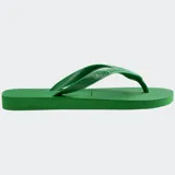 Chancletas Havaianas modelo Top, color verde, con diseño clásico de tiras con relieve y suela de goma texturizada.