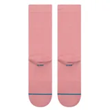 Par de medias de caña media Stance Icon color rosa con logo bordado en el tobillo y detalles en azul en la puntera.