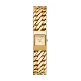 Reloj Michael Kors modelo Darrington con caja cuadrada y malla de eslabones tipo cadena en acero dorado. Esfera minimalista a tono con logo de la marca.