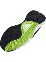 Championes de básquetbol Under Armour modelo Lockdown 7, con diseño bicolor en verde neón y negro. Presentan parte superior de malla transpirable con superposiciones de cuero, entresuela de EVA blanca para mayor amortiguación y suela de caucho con patrón de tracción en espiga.